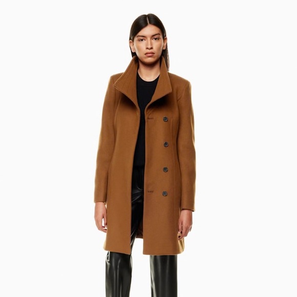 Aritzia Babaton camel tan virgin wool Connor wrap coat - size XS - Picture 6 of 16